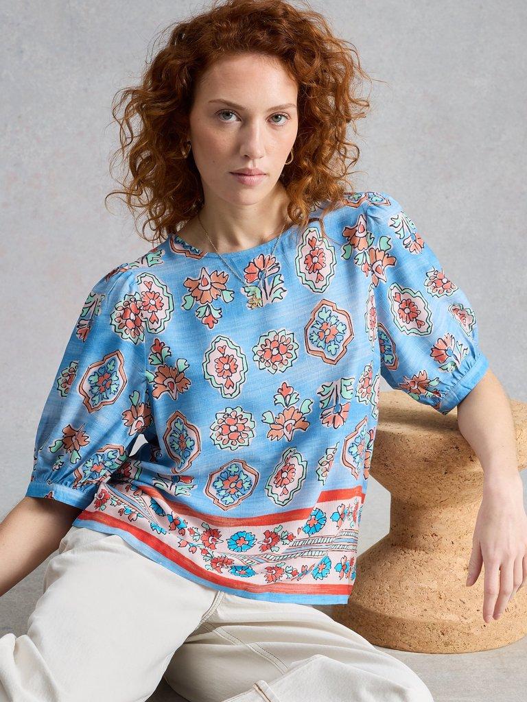 Alexa Shell Top in BLUE PR - LIFESTYLE