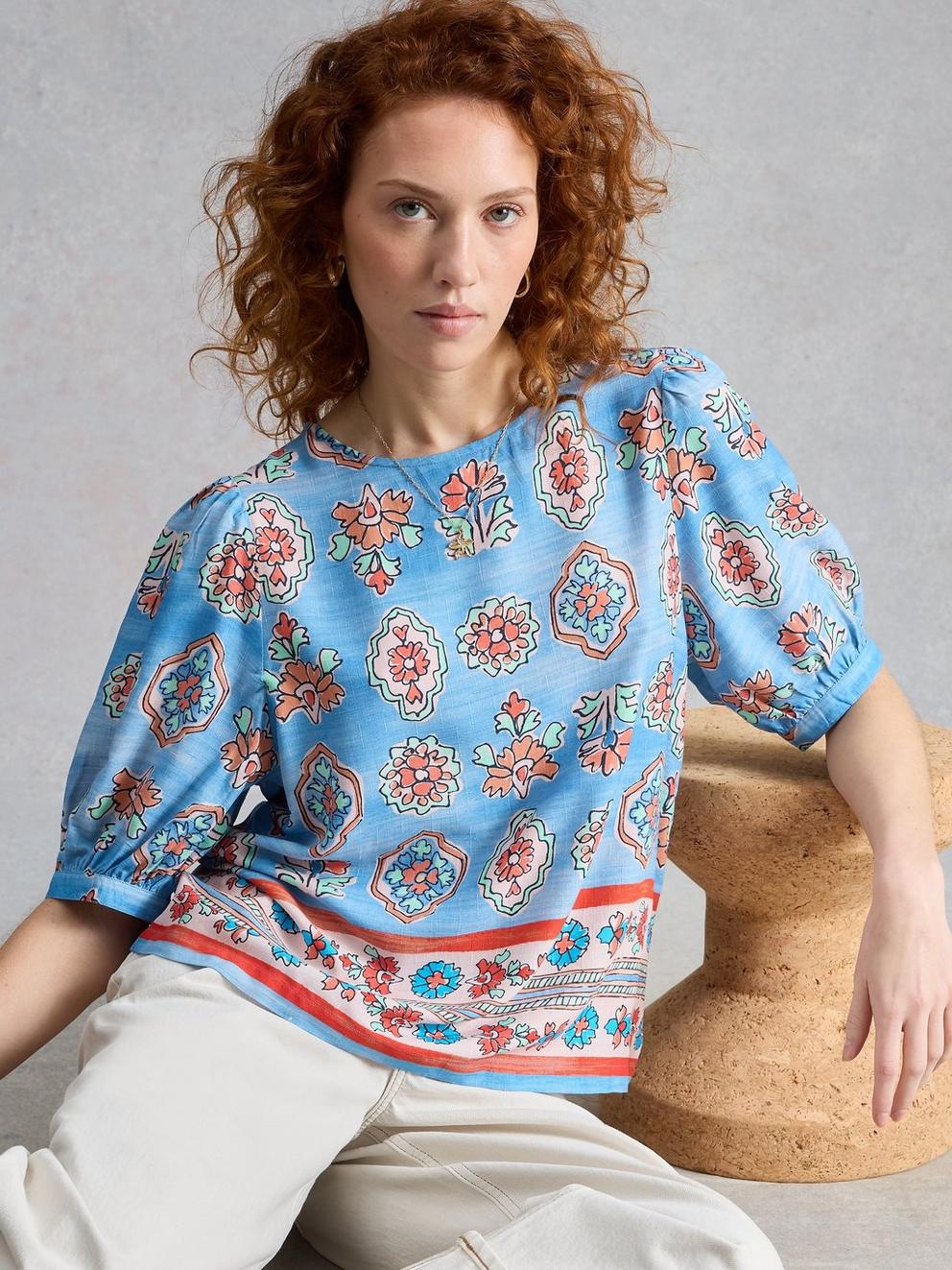 Alexa Shell Top in BLUE PR - LIFESTYLE