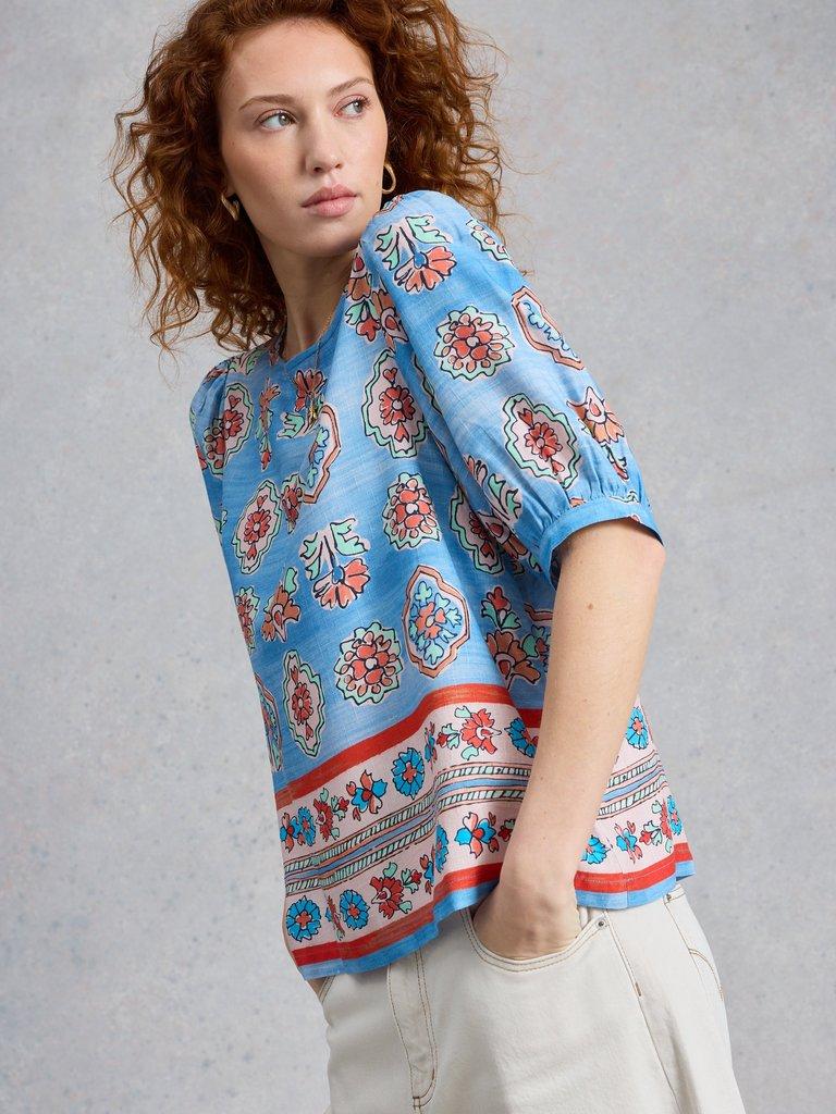 Alexa Shell Top in BLUE PR - MODEL DETAIL