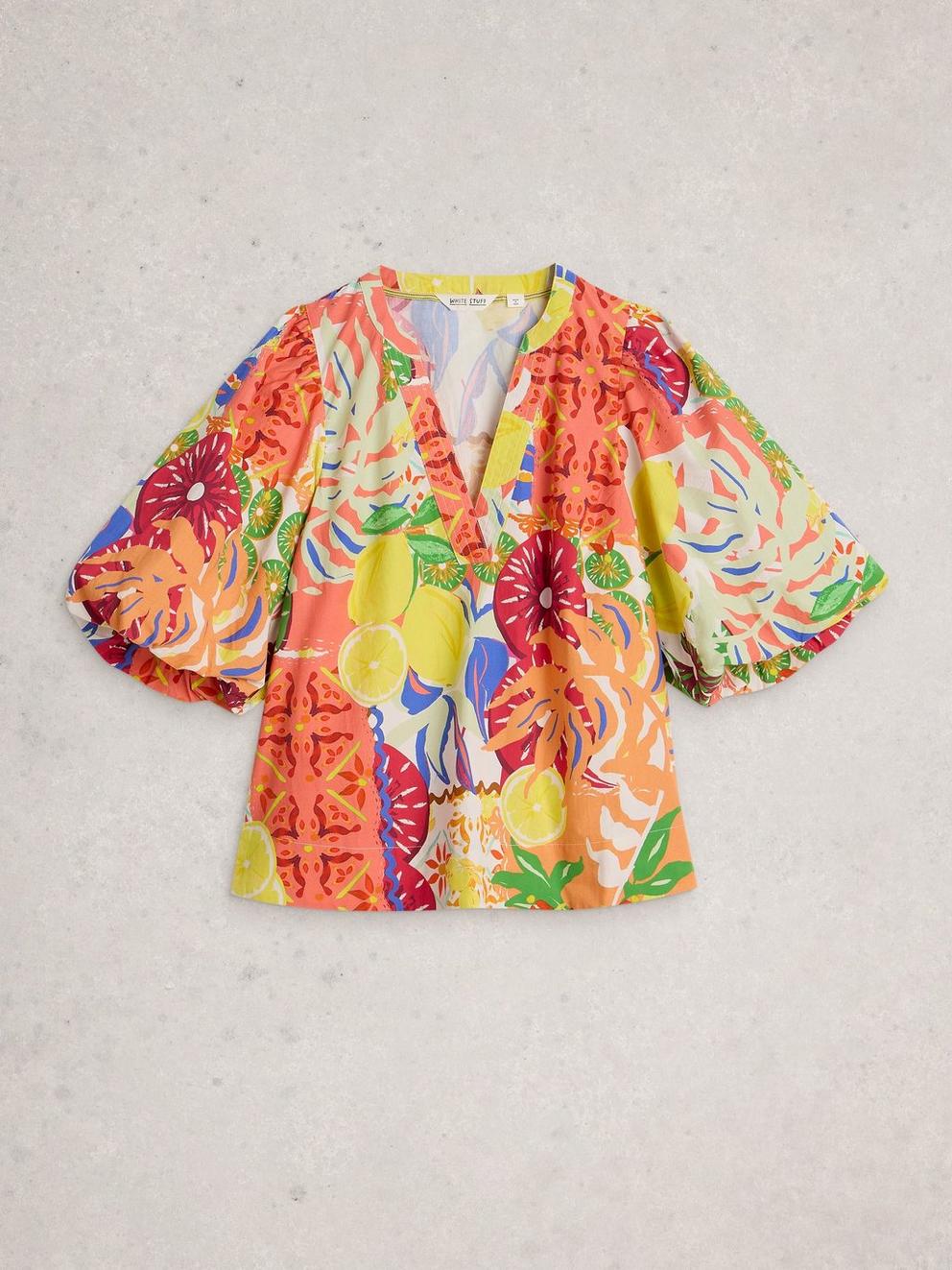Bex Cotton Top in YELLOW MLT - FLAT FRONT