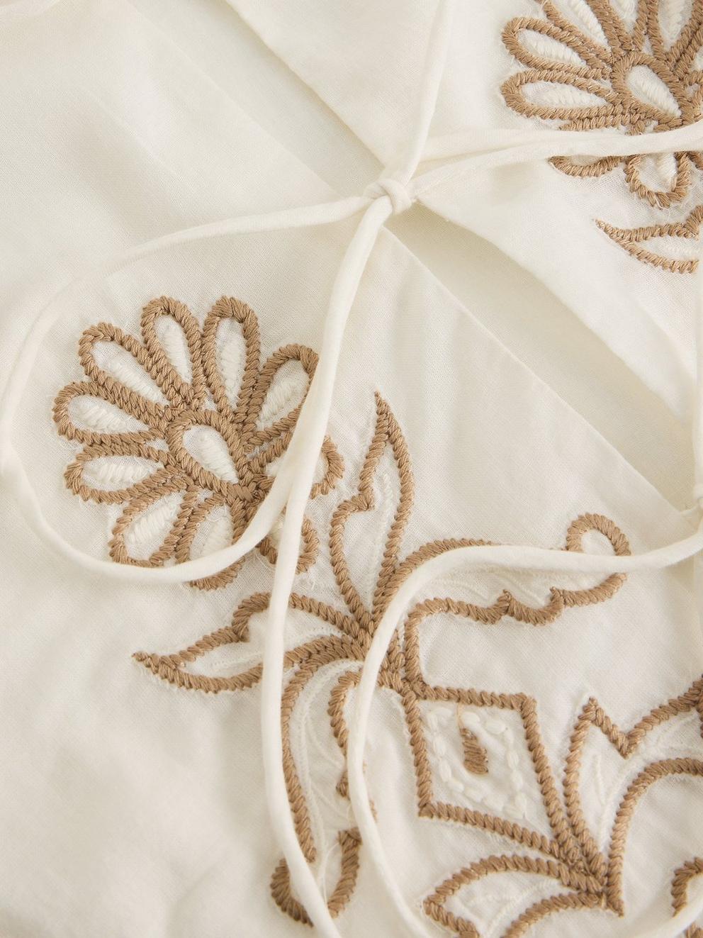 Erin Tie Front Top in NAT WHITE - FLAT DETAIL
