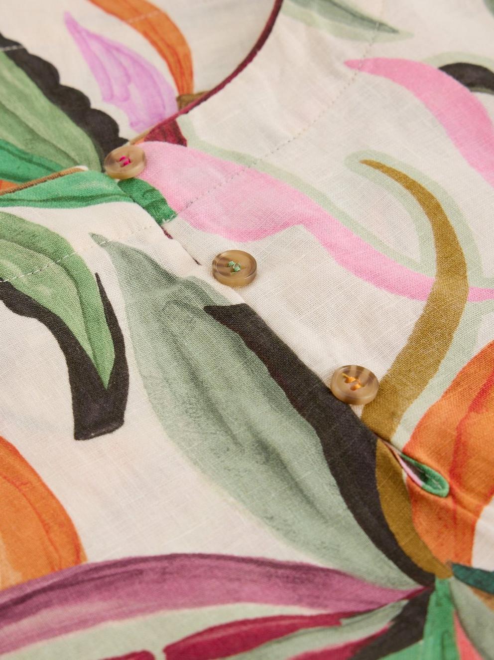 Matilda Linen Vest in NAT PR - FLAT DETAIL