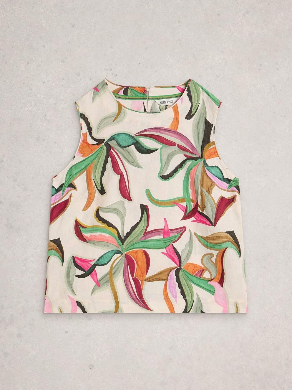 Matilda Linen Vest in NAT PR - FLAT FRONT