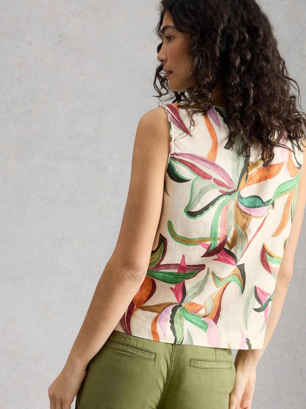 Matilda Linen Vest in NAT PR - MODEL BACK