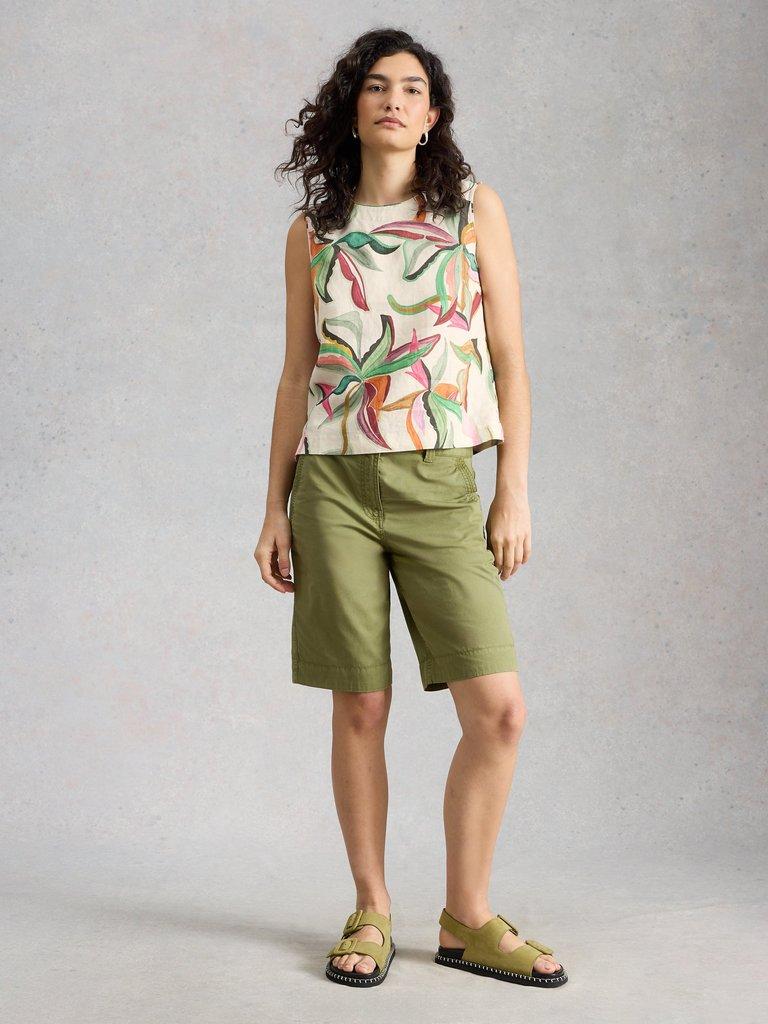 Matilda Linen Vest in NAT PR - MODEL FRONT