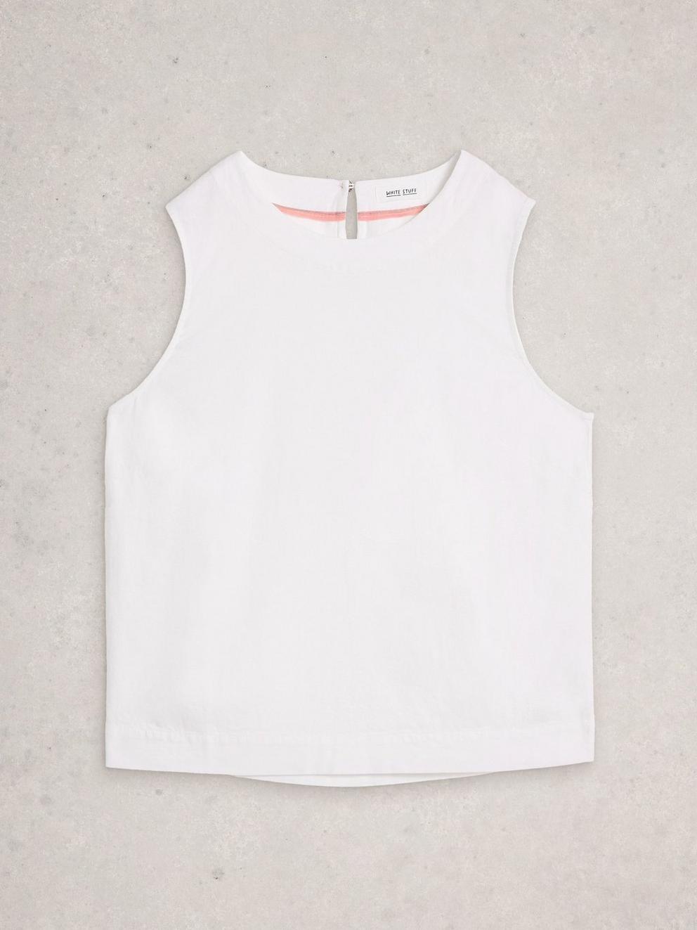 Paradise Linen Vest in BRIL WHITE - FLAT FRONT