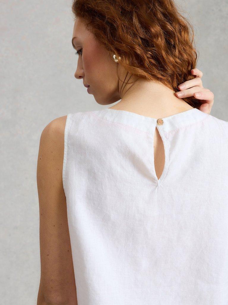 Paradise Linen Vest in BRIL WHITE - MODEL BACK
