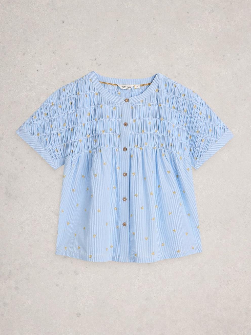 Tammie Organic Cotton Shirt in BLUE MLT - FLAT FRONT