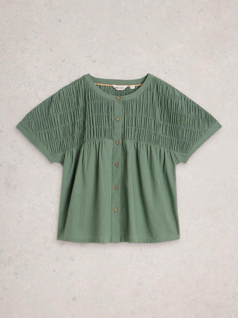 Tammie Organic Cotton Shirt in MID GREEN - FLAT FRONT