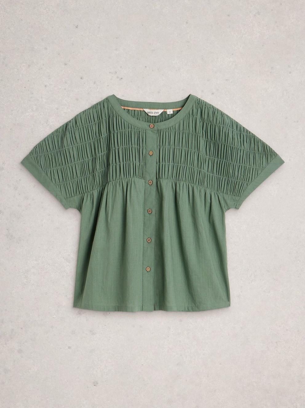 Tammie Organic Cotton Shirt in MID GREEN - FLAT FRONT