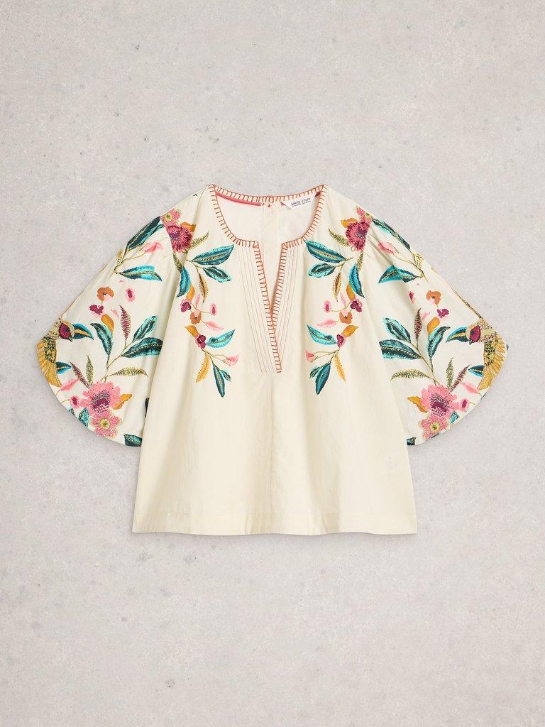 Maeve Embroidered Top in IVORY MLT - FLAT FRONT