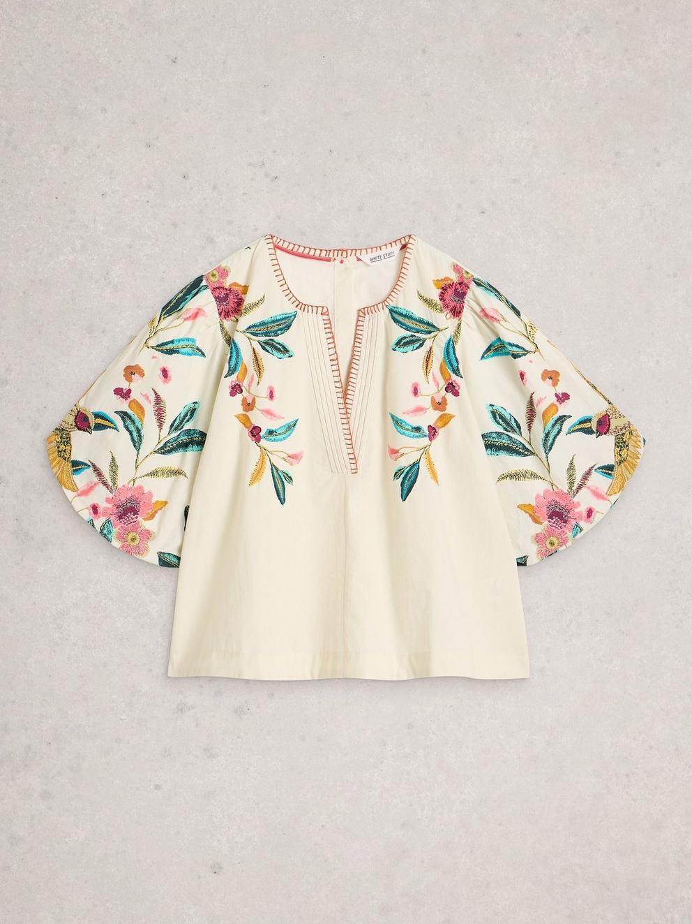 Maeve Embroidered Top in IVORY MLT - FLAT FRONT