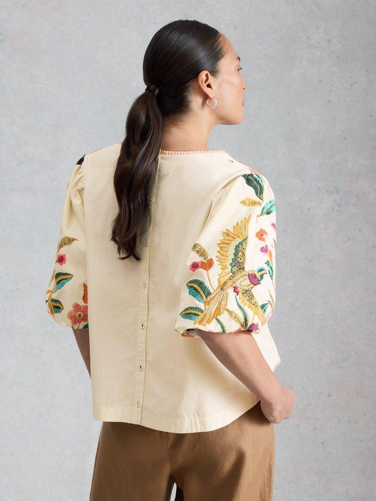 Maeve Embroidered Top in IVORY MLT - MODEL BACK