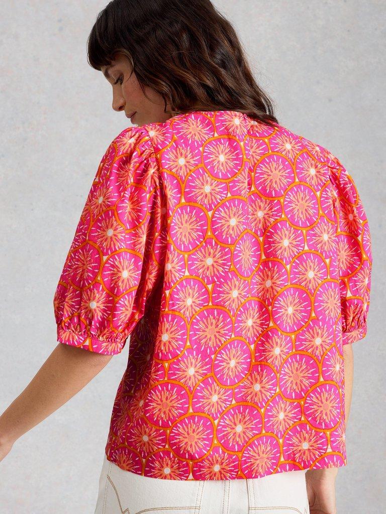 Natalie Shell Top in PINK PR - MODEL BACK