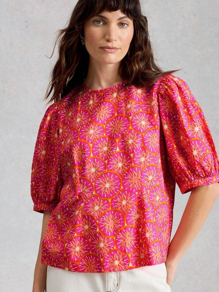 Natalie Shell Top in PINK PR - MODEL DETAIL