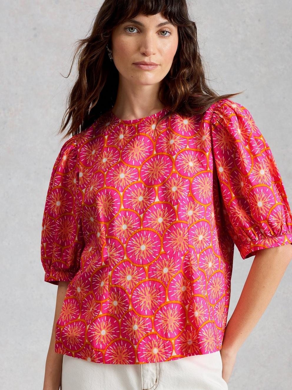 Natalie Shell Top in PINK PR - MODEL DETAIL