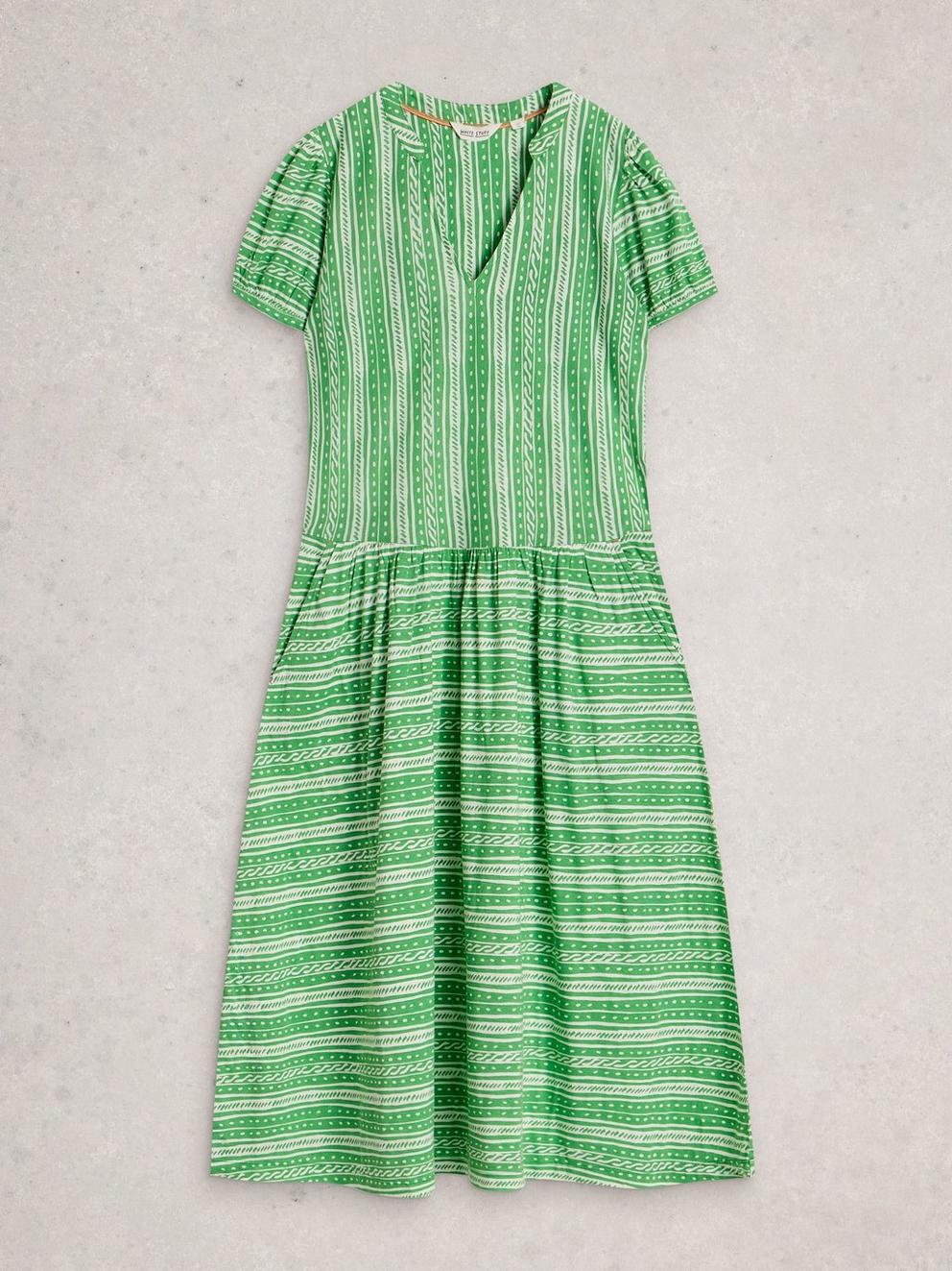 Leah Jersey Dress in GREEN PR - FLAT FRONT