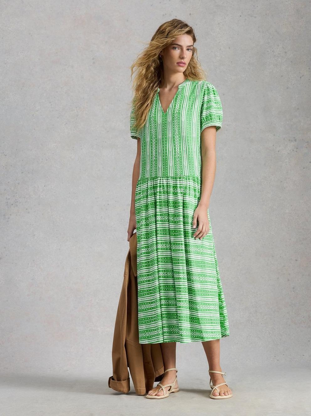 Leah Jersey Dress in GREEN PR - LIFESTYLE