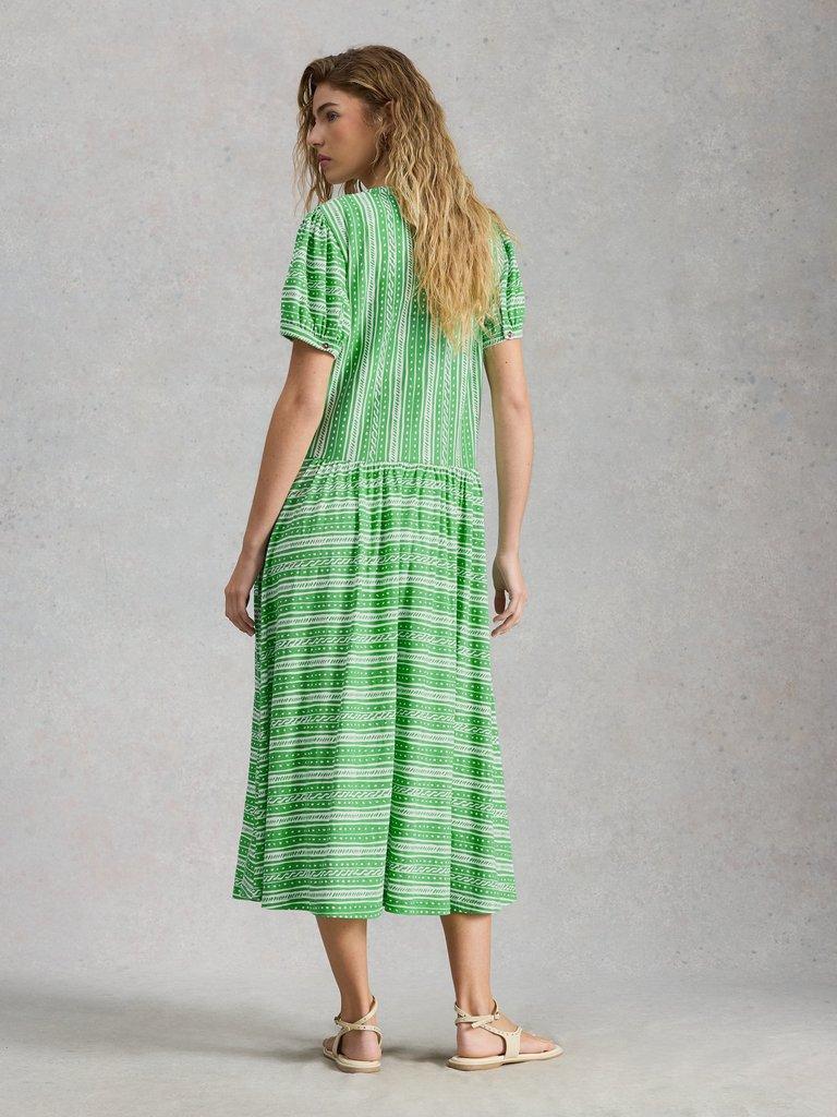 Leah Jersey Dress in GREEN PR - MODEL BACK