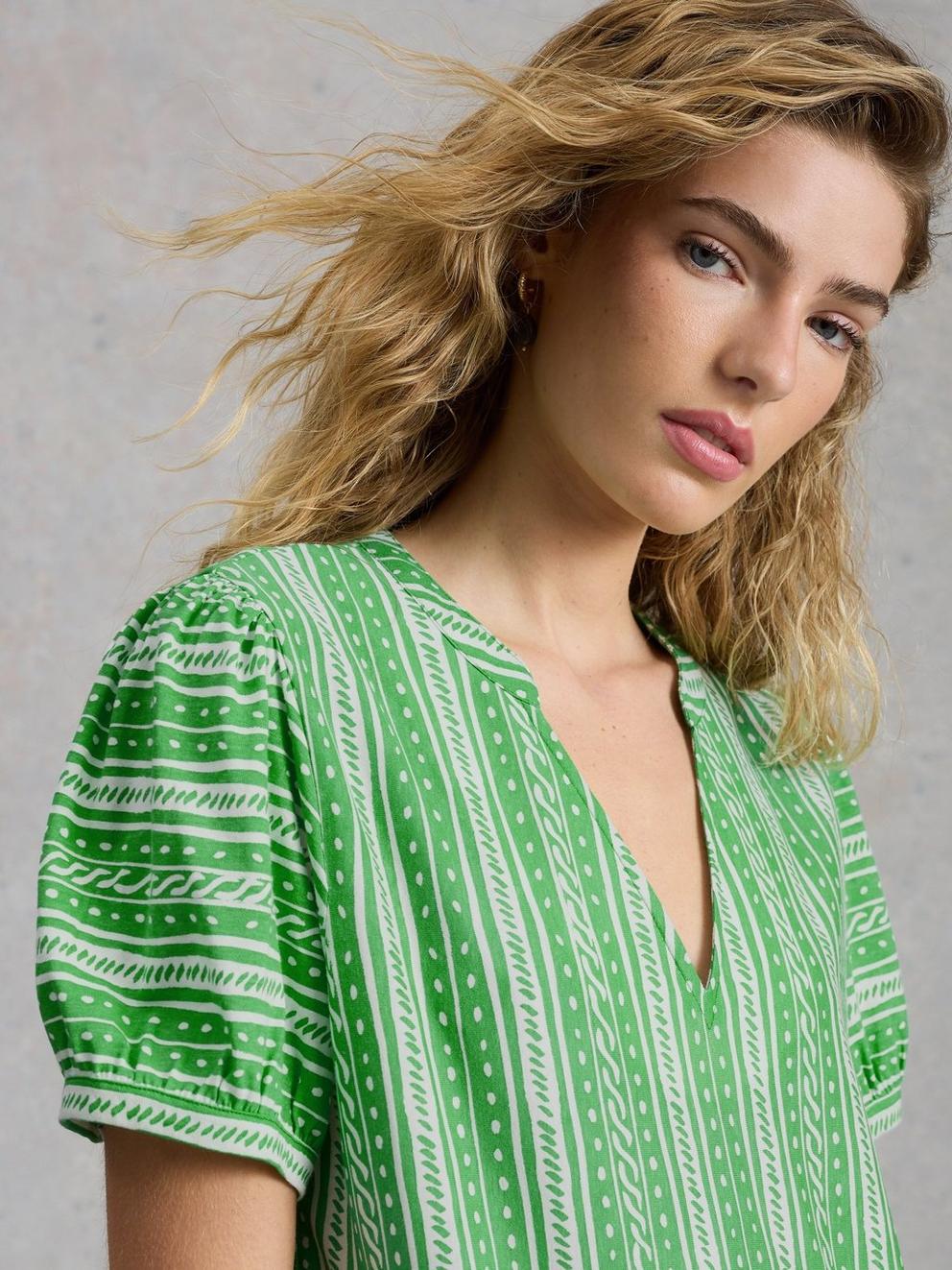 Leah Jersey Dress in GREEN PR - MODEL FRONT