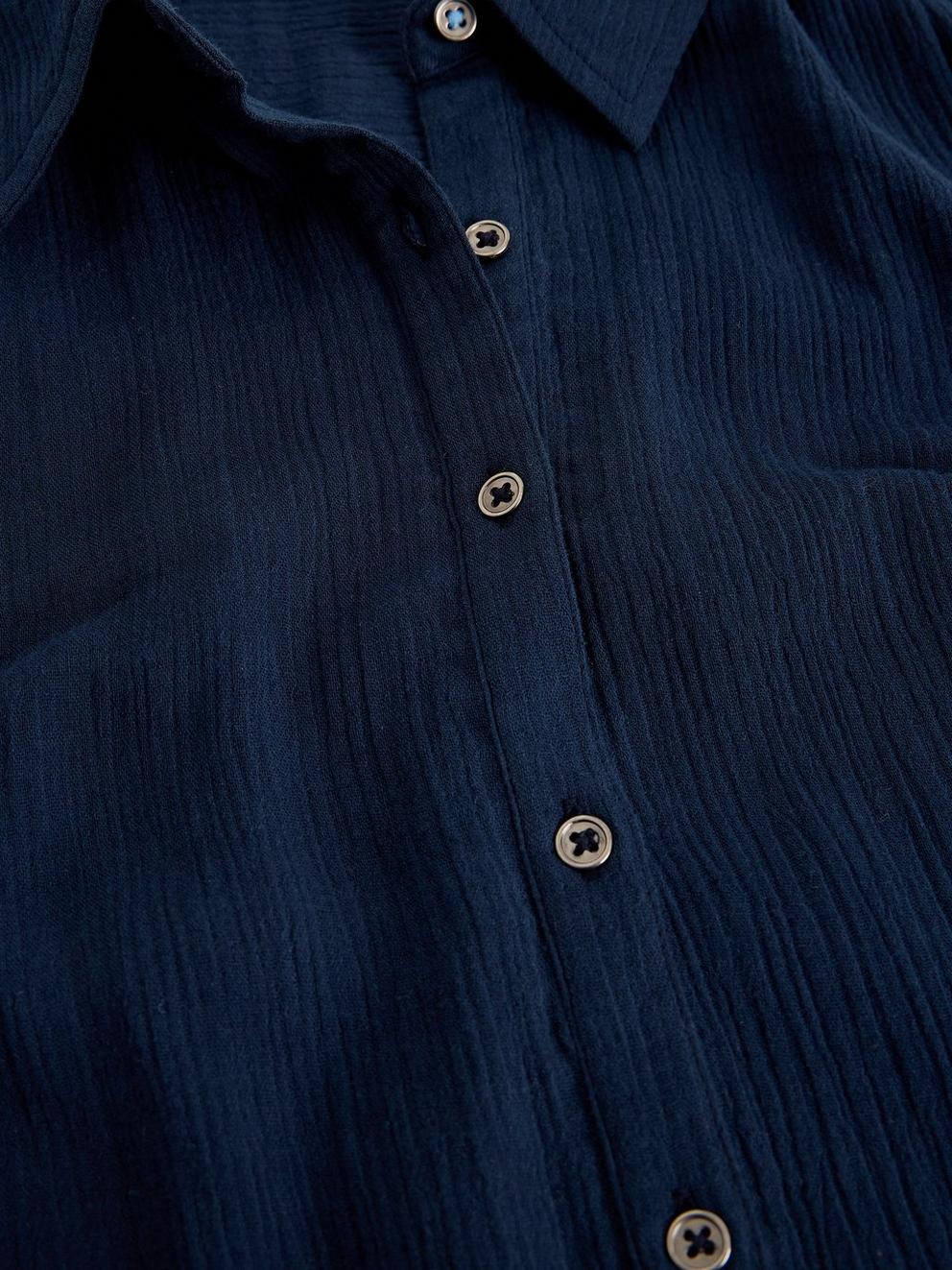 Rylee Double Cloth Shirt Dress in DARK NAVY - FLAT DETAIL