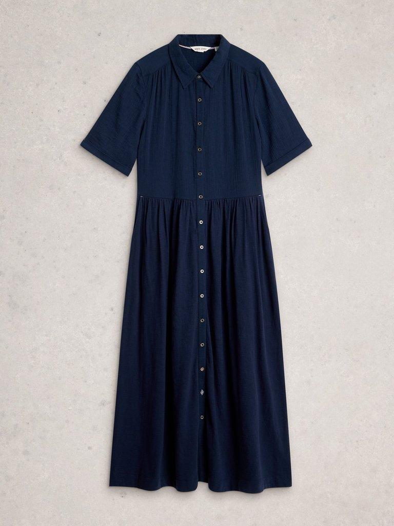 Rylee Double Cloth Shirt Dress in DARK NAVY - FLAT FRONT
