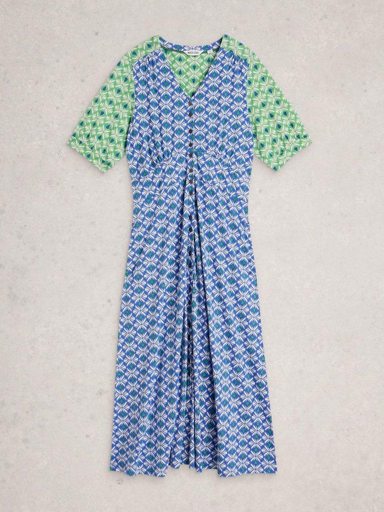 May Jersey Dress in BLUE MLT - FLAT FRONT
