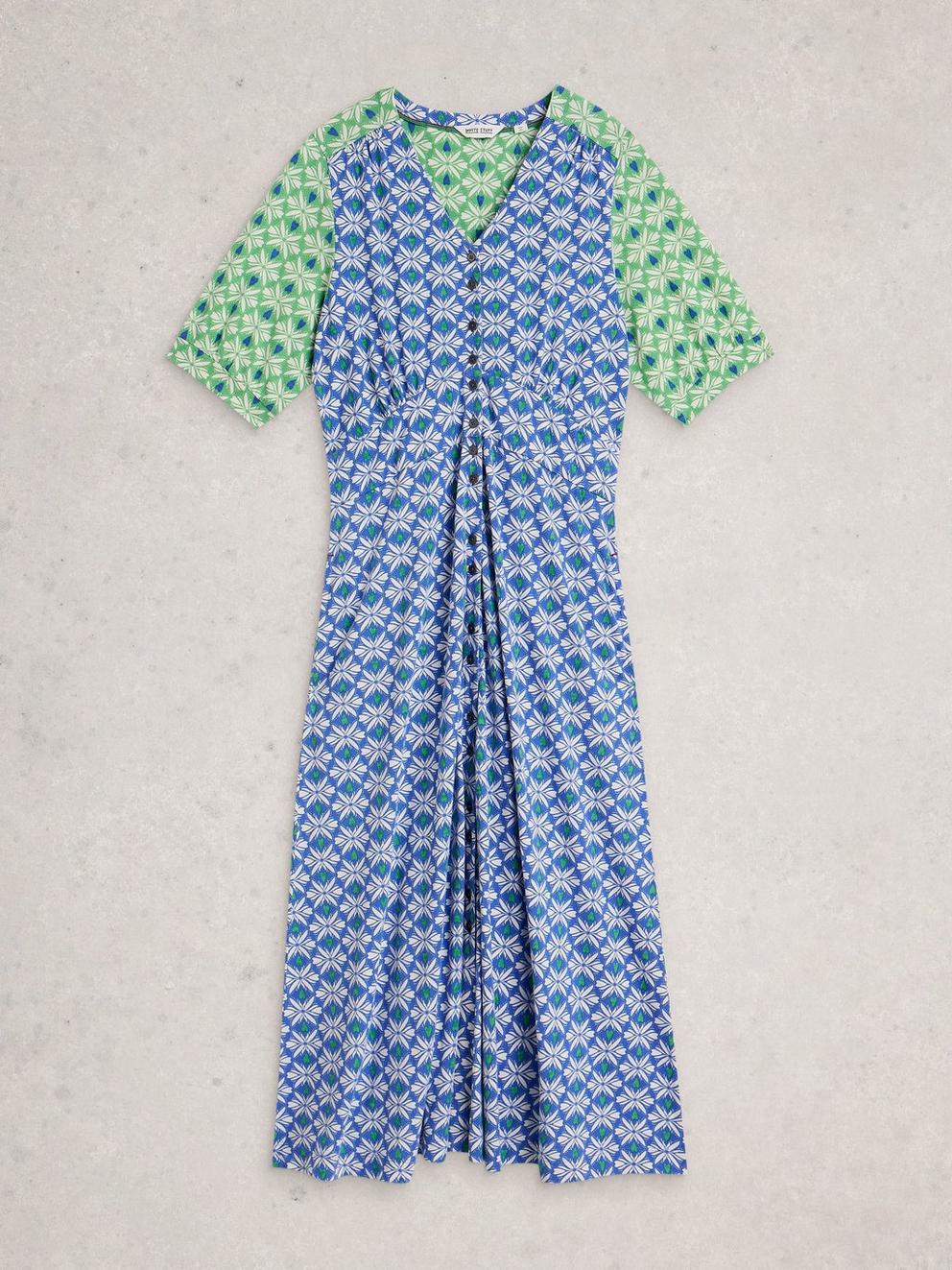 May Jersey Dress in BLUE MLT - FLAT FRONT