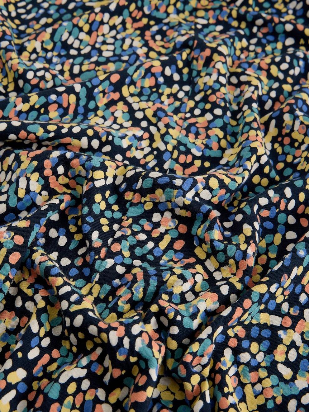 Megan Jersey Short Sleeve Midi Dress in NAVY MULTI - FLAT DETAIL