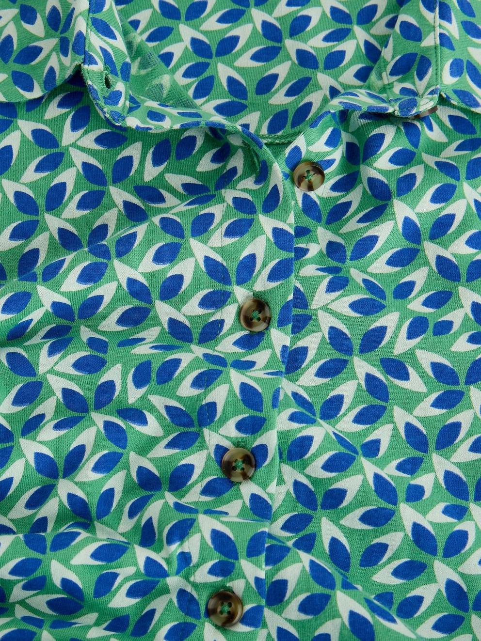 Rua Jersey Collared Midi Dress in GREEN MLT - FLAT DETAIL