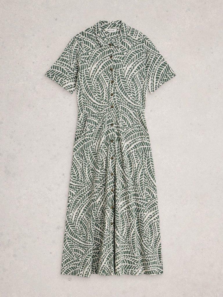 Rua Jersey Collared Midi Dress in GREEN PR - FLAT FRONT