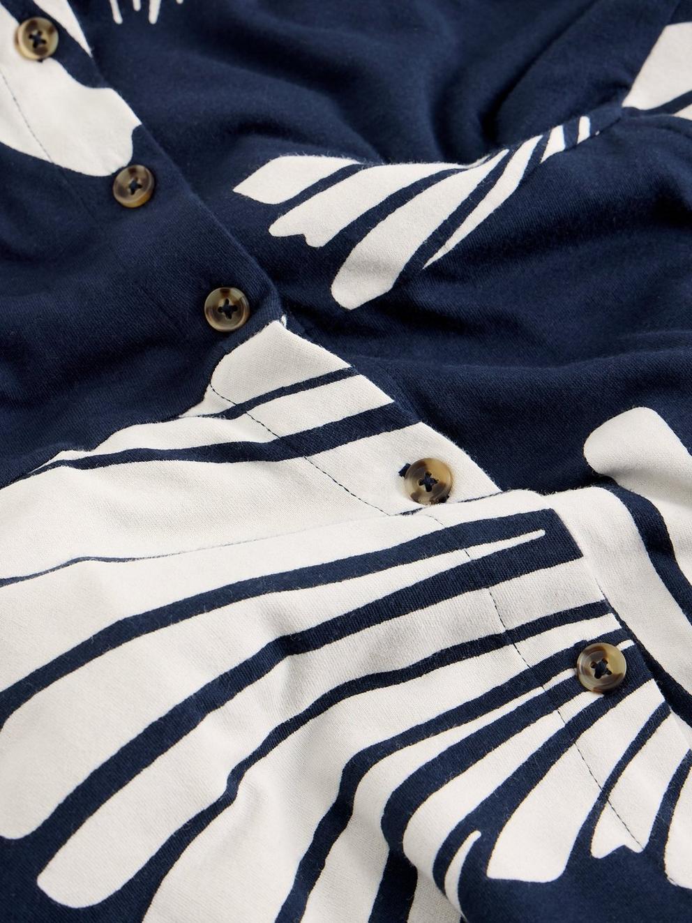 Rua Jersey Collared Midi Dress in NAVY PR - FLAT DETAIL