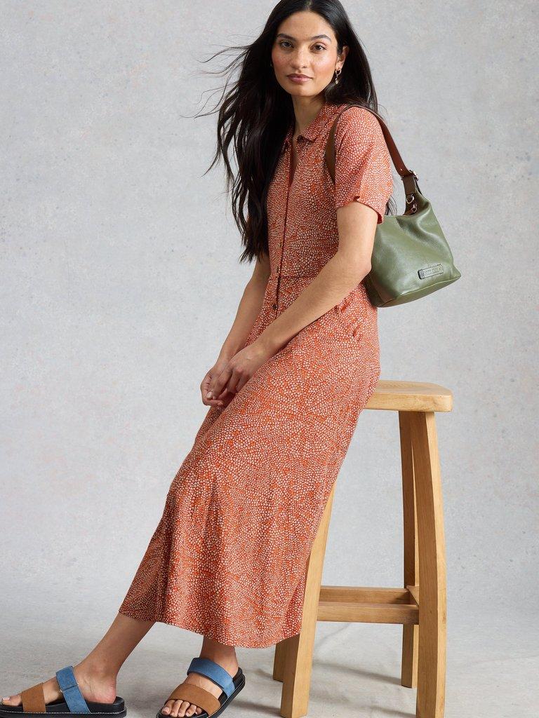 Rua Jersey Collared Midi Dress in RED PR - LIFESTYLE