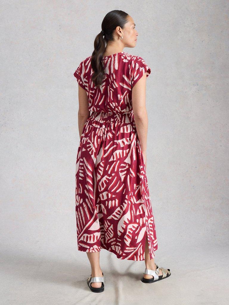 Mina Jersey Print Dress in PINK PR - MODEL BACK