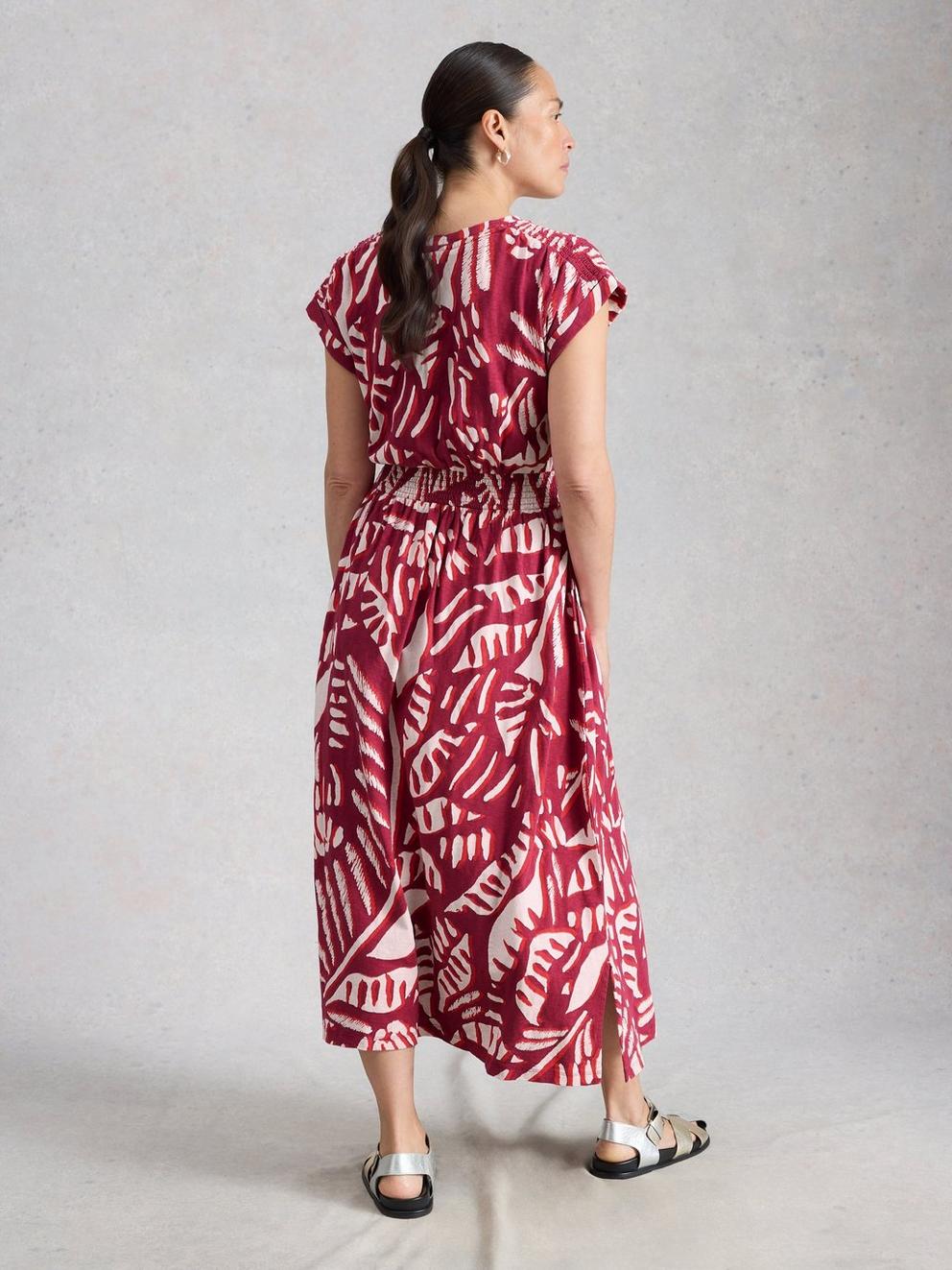 Mina Jersey Print Dress in PINK PR - MODEL BACK
