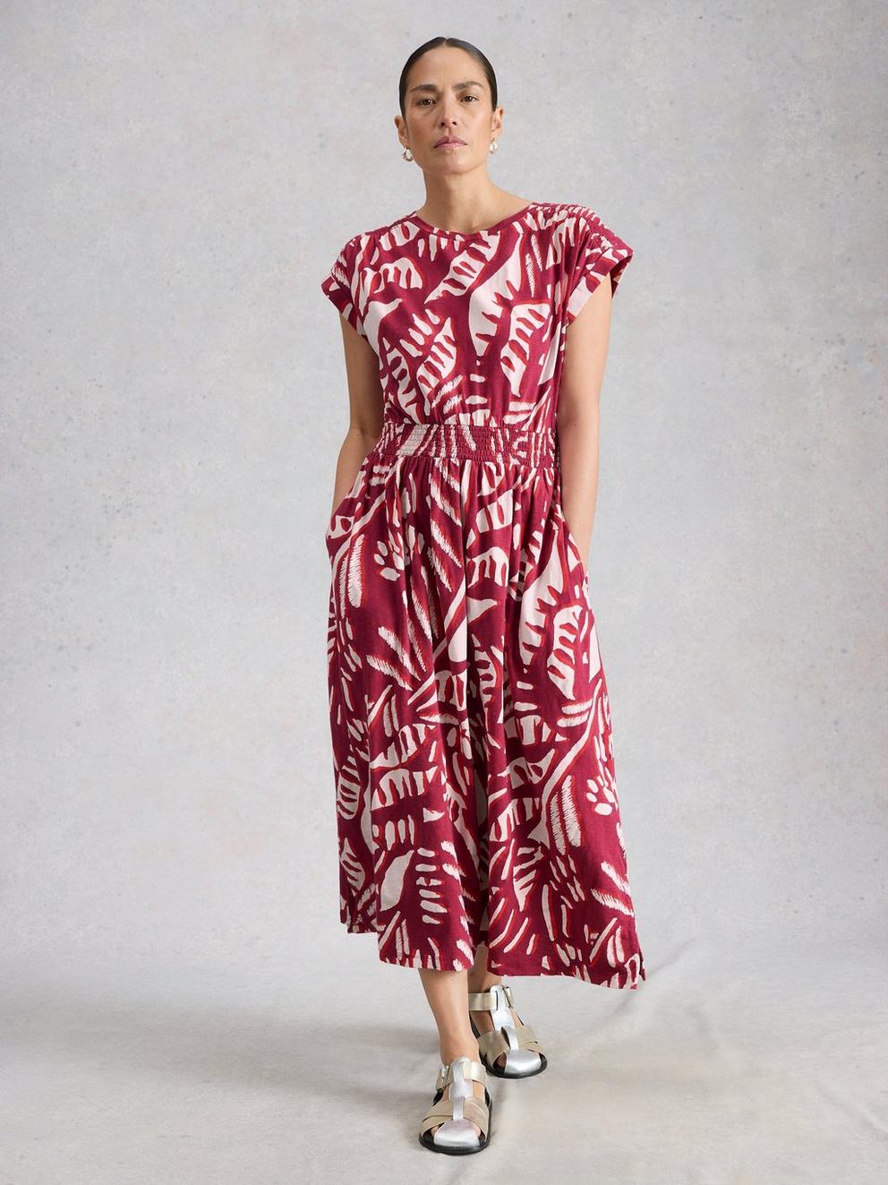 Mina Jersey Print Dress in PINK PR - MODEL FRONT