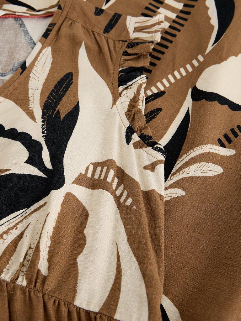Lorna Print Linen Blend Maxi Dress in BROWN PR - FLAT DETAIL