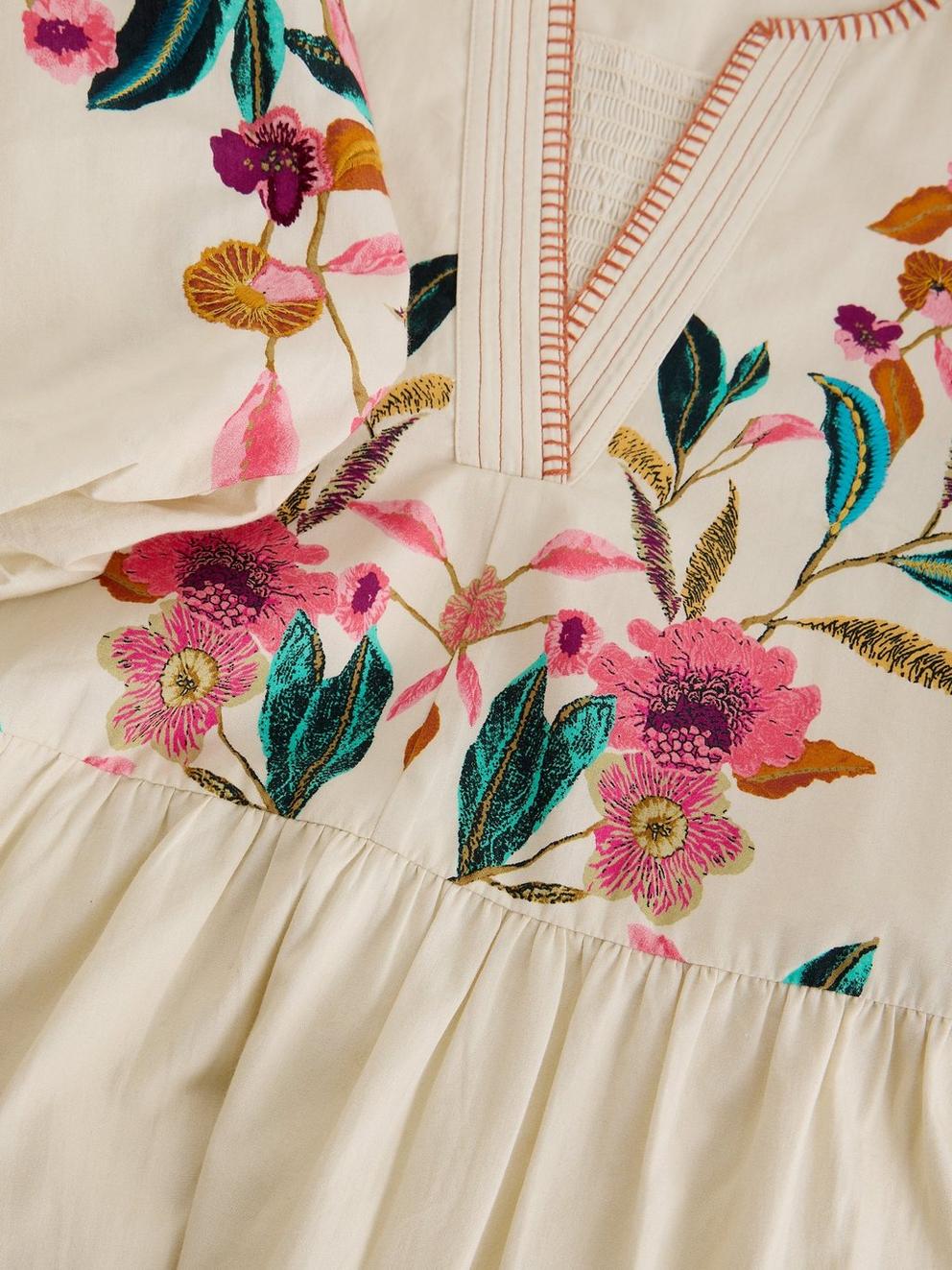 Maeve Embroidered Midi Dress in IVORY MLT - FLAT DETAIL