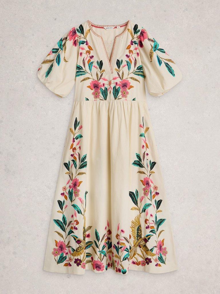 Maeve Embroidered Midi Dress in IVORY MLT - FLAT FRONT