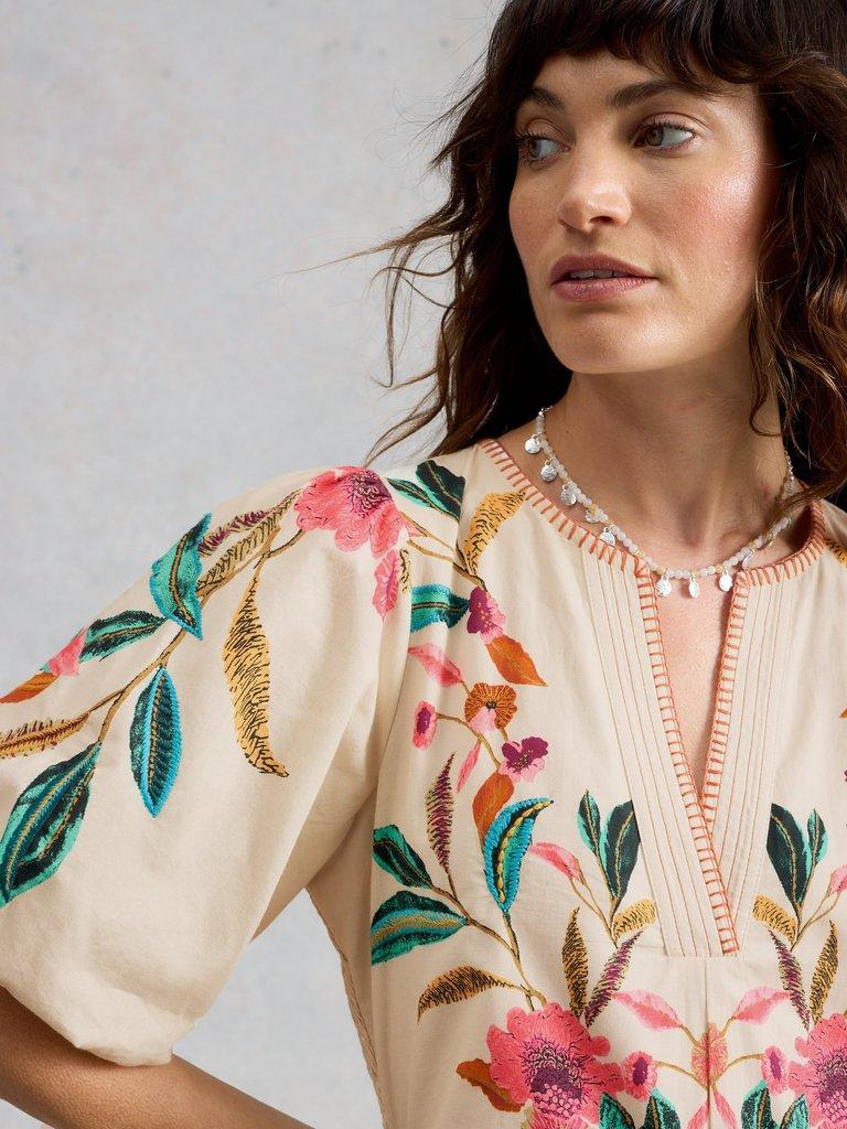Maeve Embroidered Midi Dress in IVORY MLT - LIFESTYLE