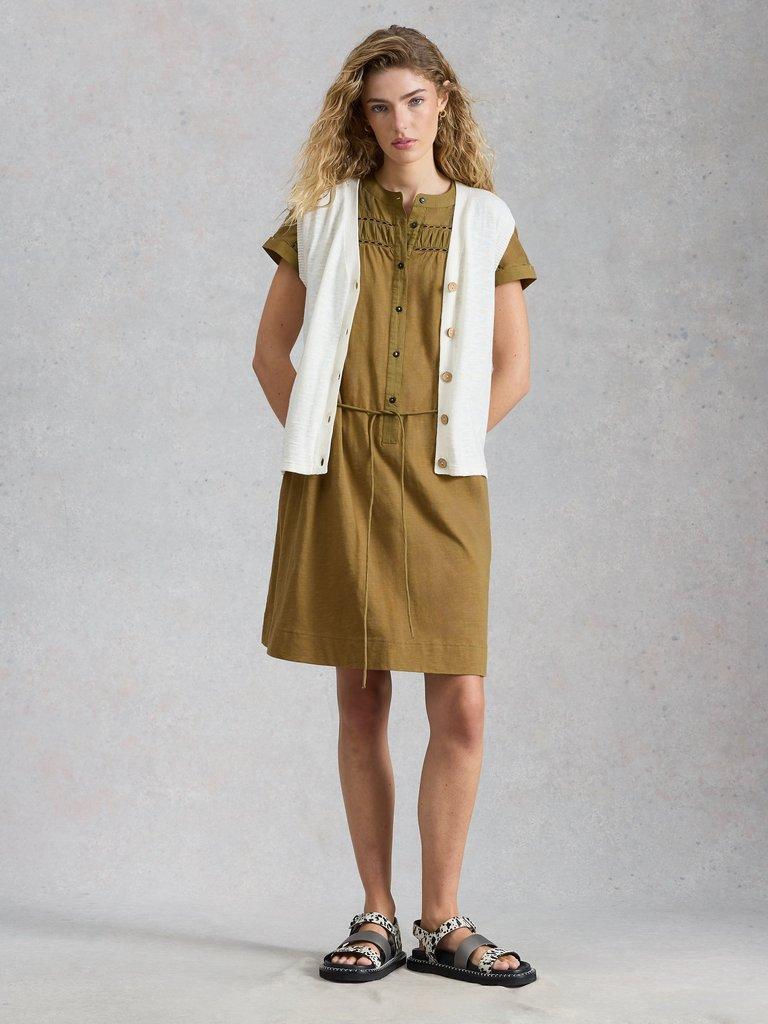 Colette Dress in KHAKI GRN - MODEL FRONT