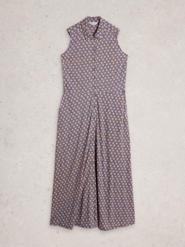 Rua Maxi Jersey Shirt Dress in BLUE MLT - FLAT FRONT