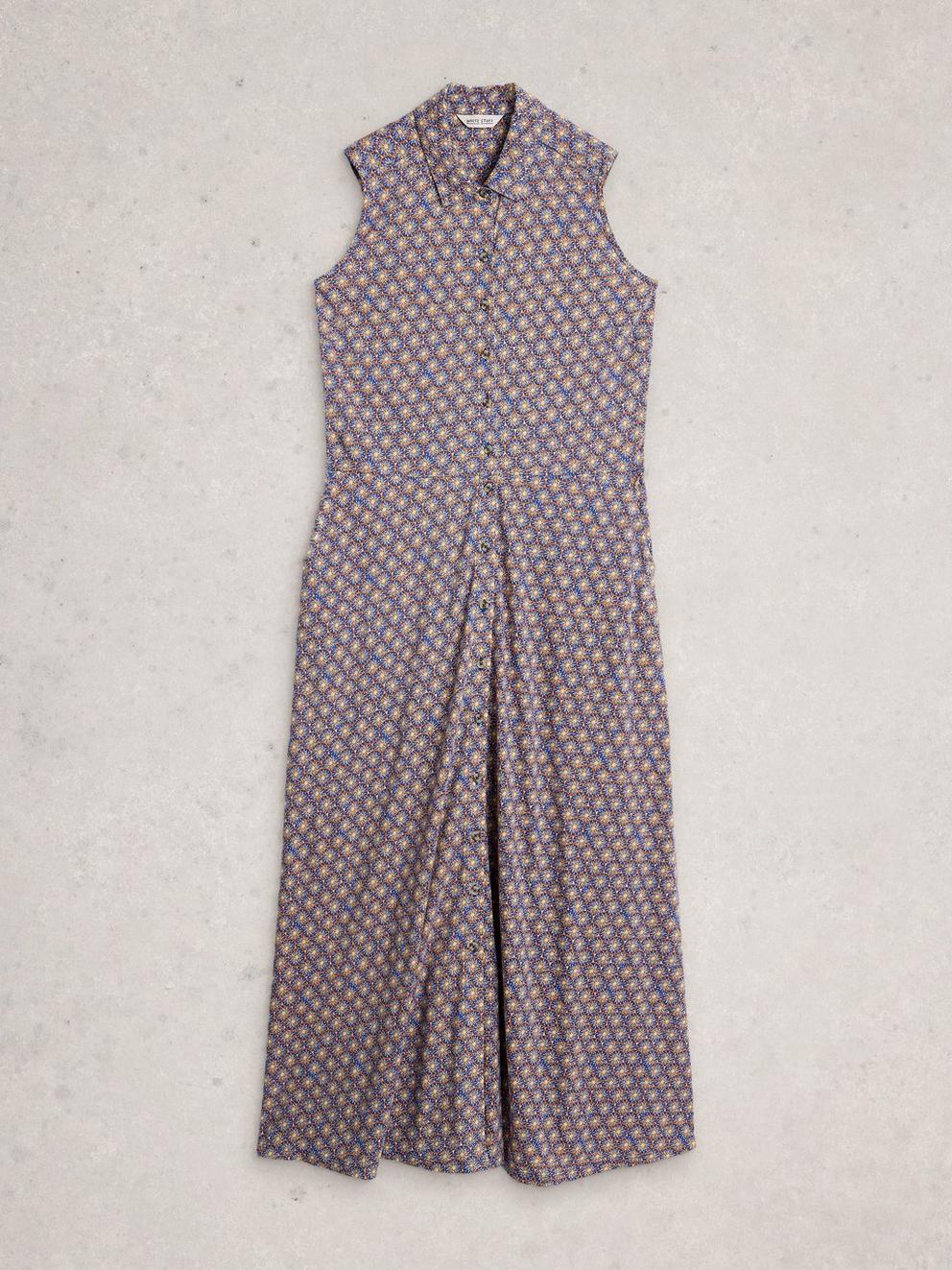 Rua Maxi Jersey Shirt Dress in BLUE MLT - FLAT FRONT