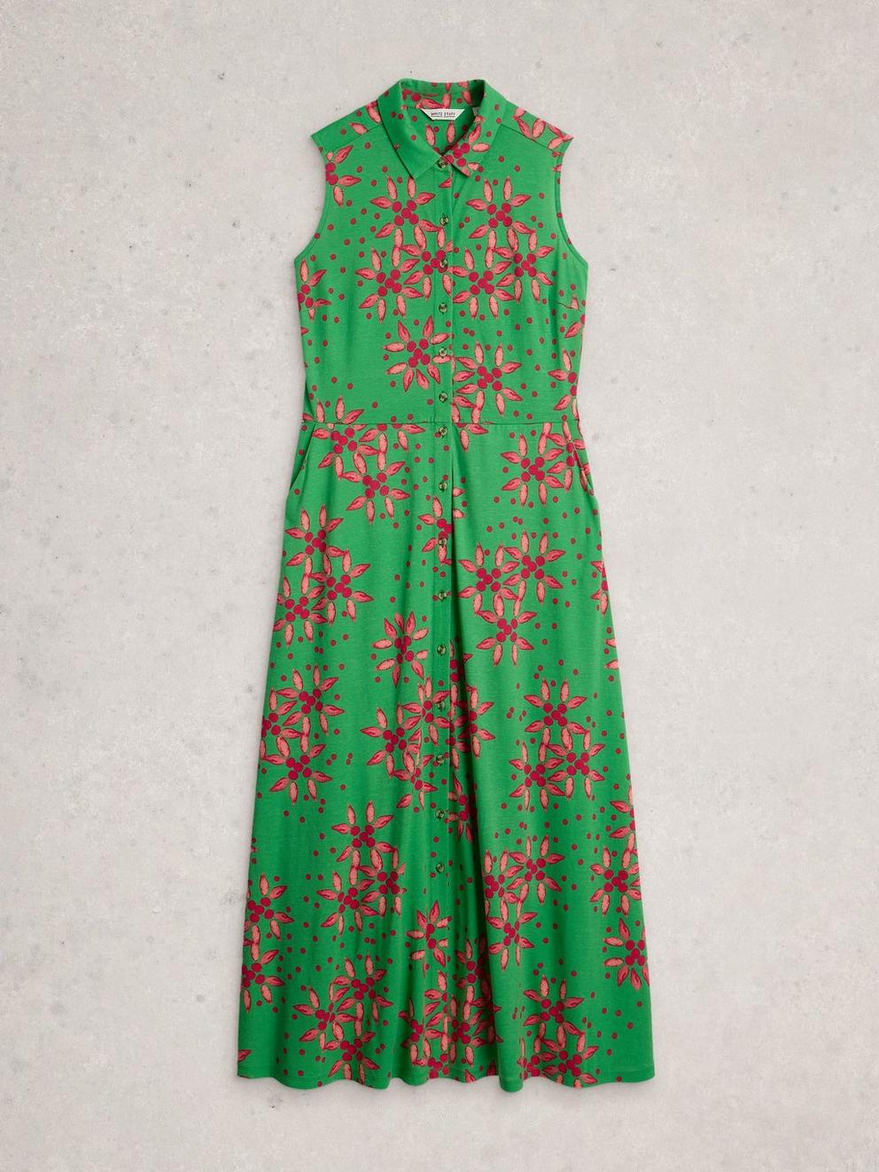 Rua Maxi Jersey Shirt Dress in GREEN PR - FLAT FRONT