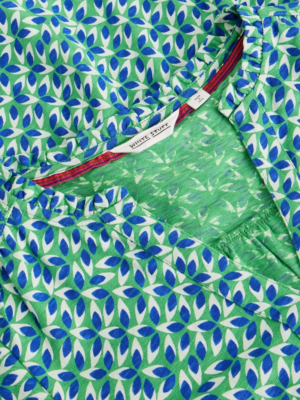 Sophia Jersey Dress in GREEN MLT - FLAT DETAIL