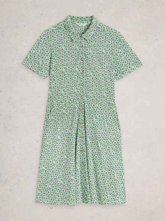 Sophia Jersey Dress in GREEN MULTI | White Stuff
