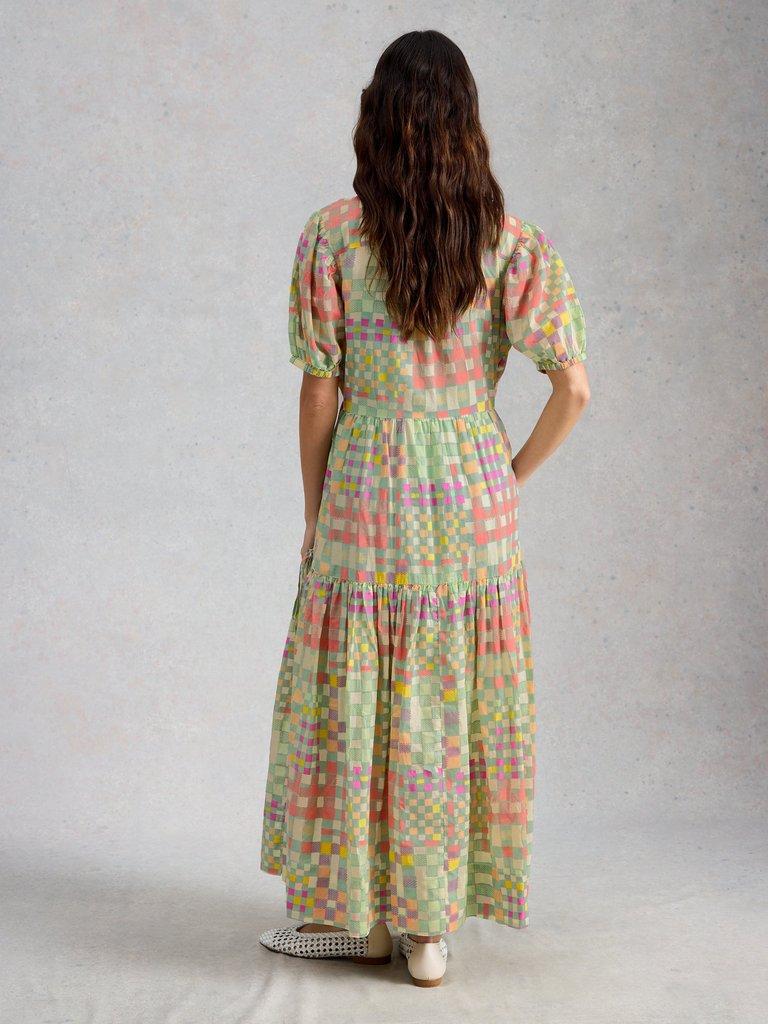 Sammie Wrap Dress in GREEN MLT - MODEL BACK