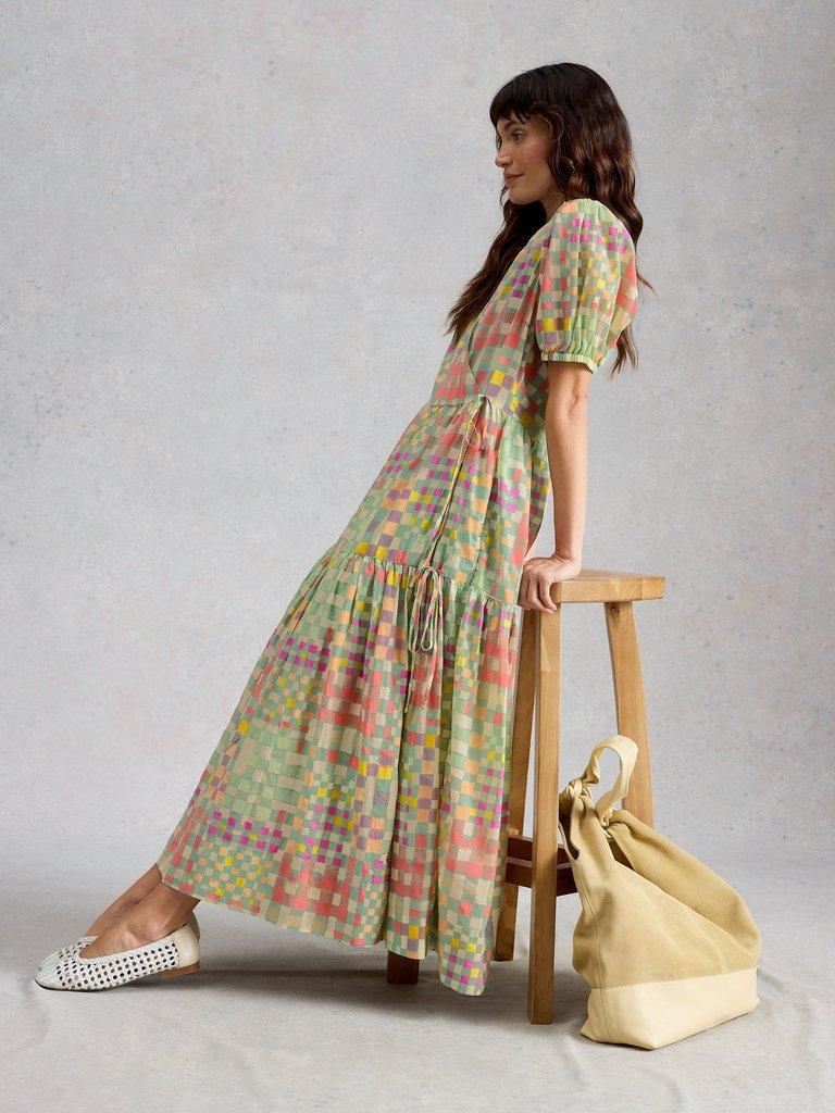 Sammie Wrap Dress in GREEN MLT - MODEL DETAIL