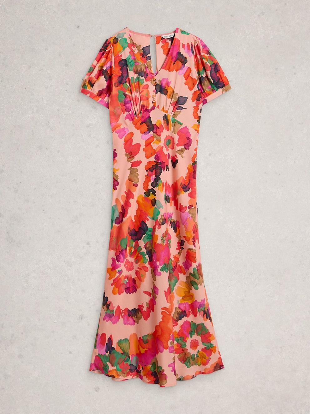 Hope Printed Bias Cut Dress in PINK PR - FLAT FRONT