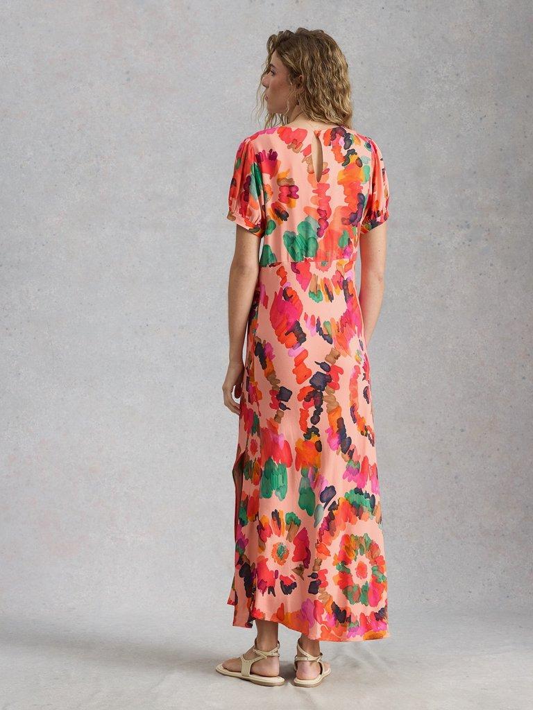 Hope Printed Bias Cut Dress in PINK PR - MODEL BACK
